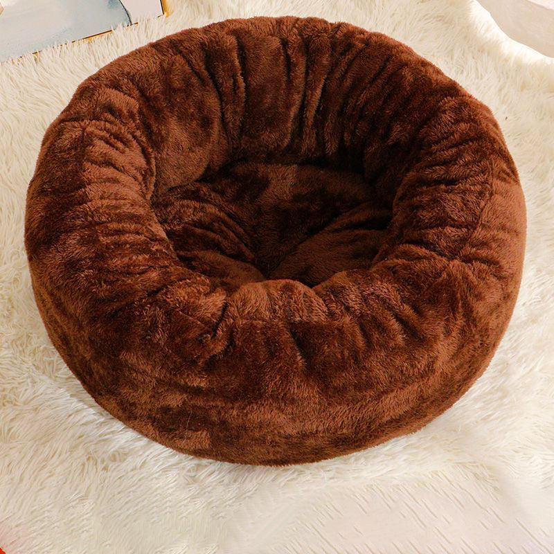 Pet Long Plush Donut Comfortable Fluffy Bed