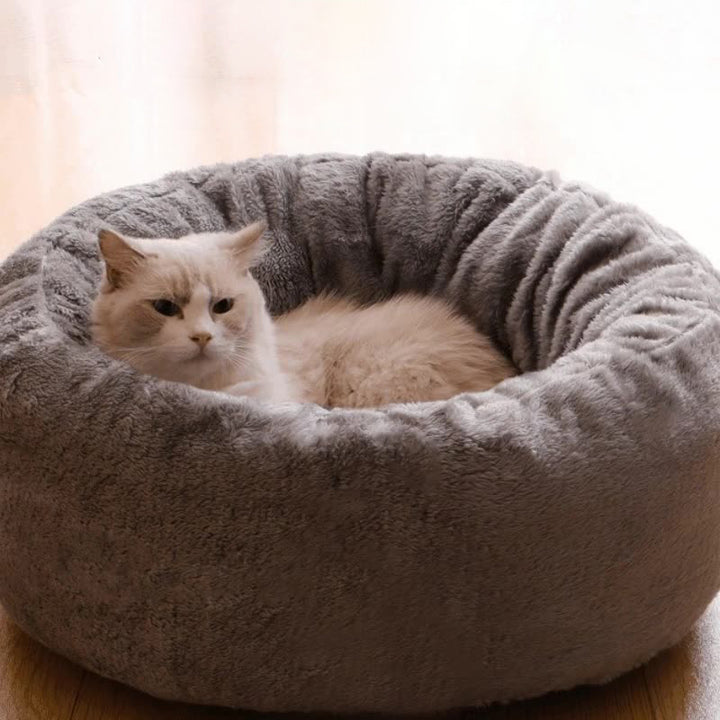 Pet Long Plush Donut Comfortable Fluffy Bed