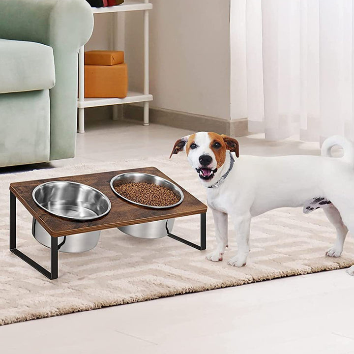 Log Pet Feeding Bowl Rack