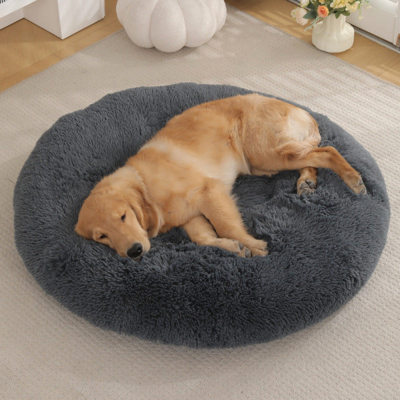 Round Pet Plush Warm Bed