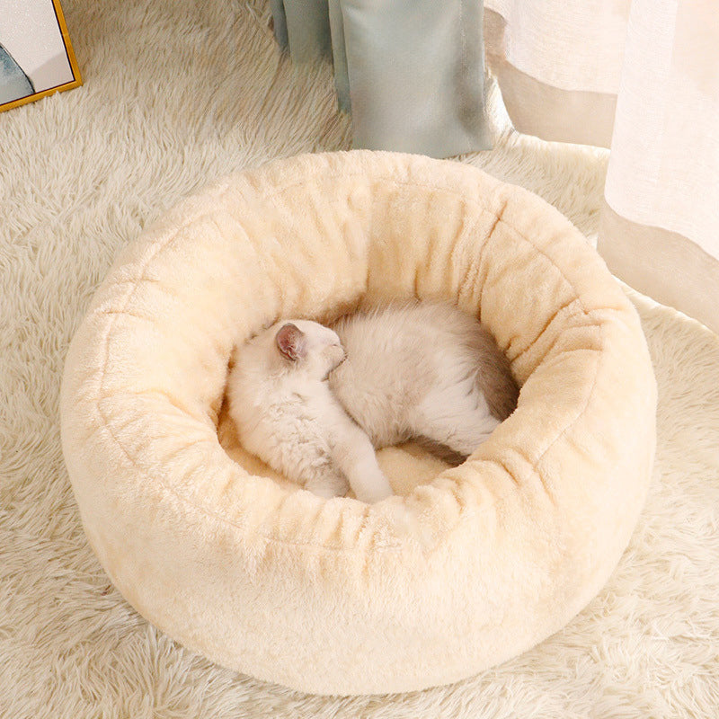 Pet Long Plush Donut Comfortable Fluffy Bed