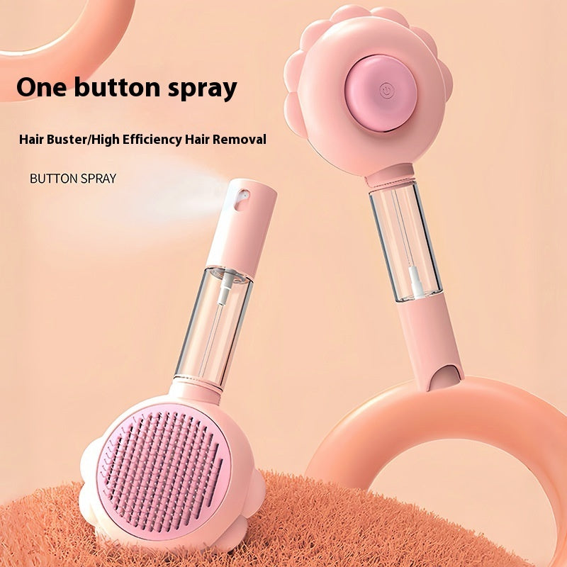 2 In 1 Self Cleaning Dog Brush Comb With Spray