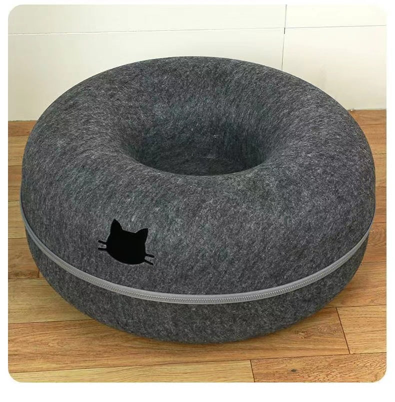 Pet Comfortable Round Cat Tunnel Bed