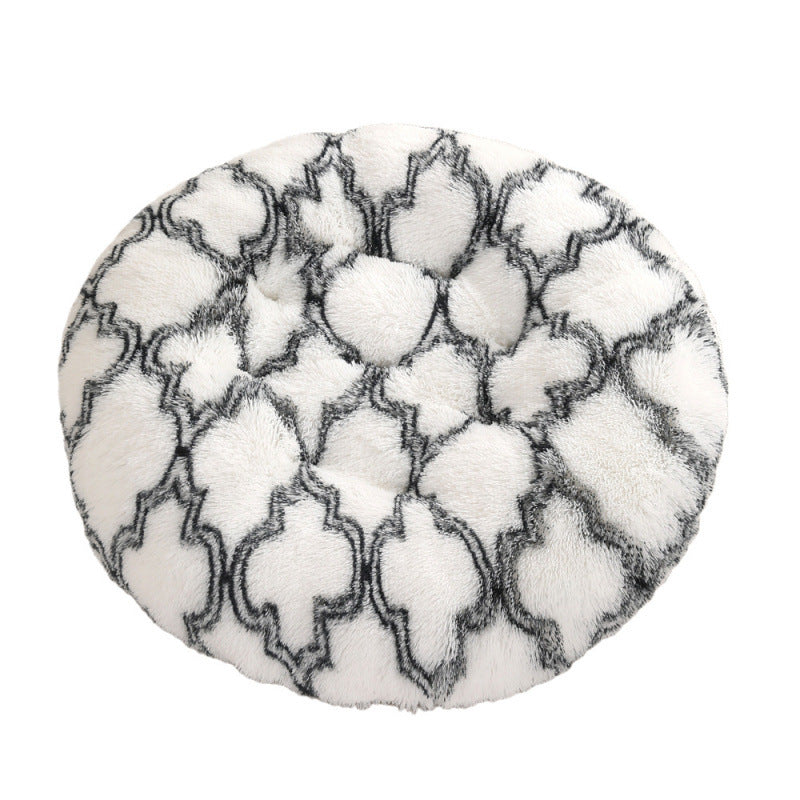 Round Pet Plush Warm Bed