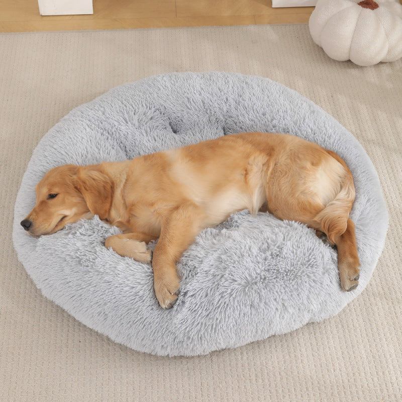Round Pet Plush Warm Bed