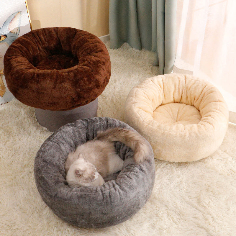 Pet Long Plush Donut Comfortable Fluffy Bed