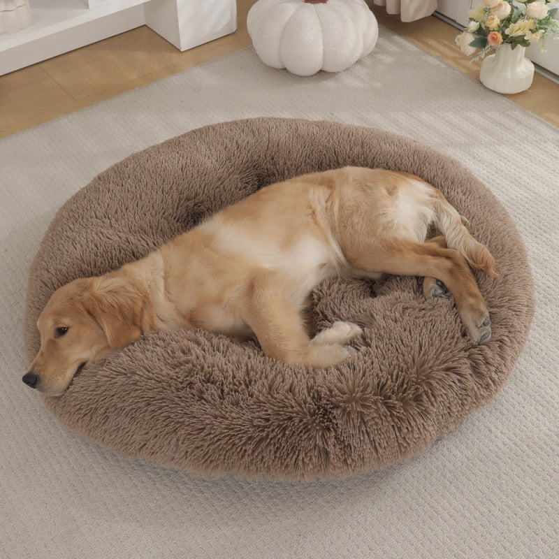 Round Pet Plush Warm Bed
