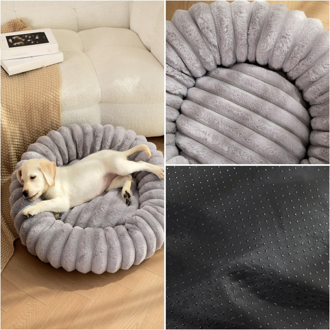 High Weight Pet Straight Rabbit Plush Round Bed