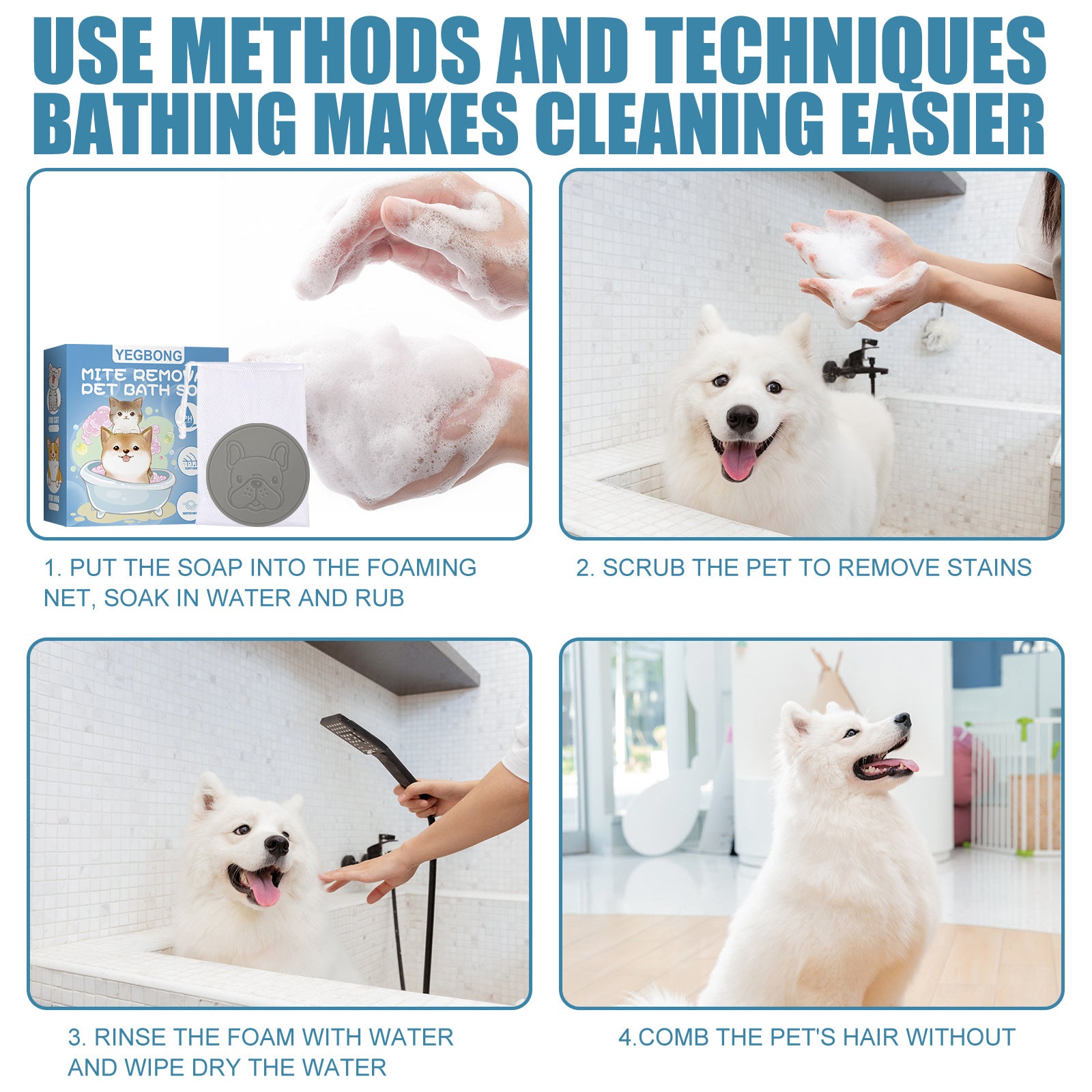 Pet Mite Removal Bath Soap Dog Cat Sterilization