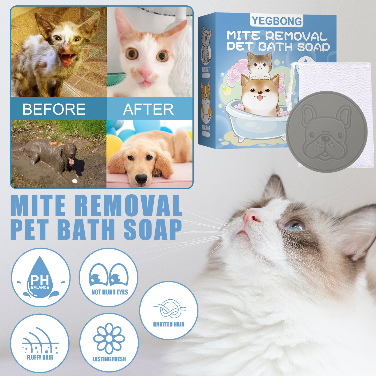 Pet Mite Removal Bath Soap Dog Cat Sterilization