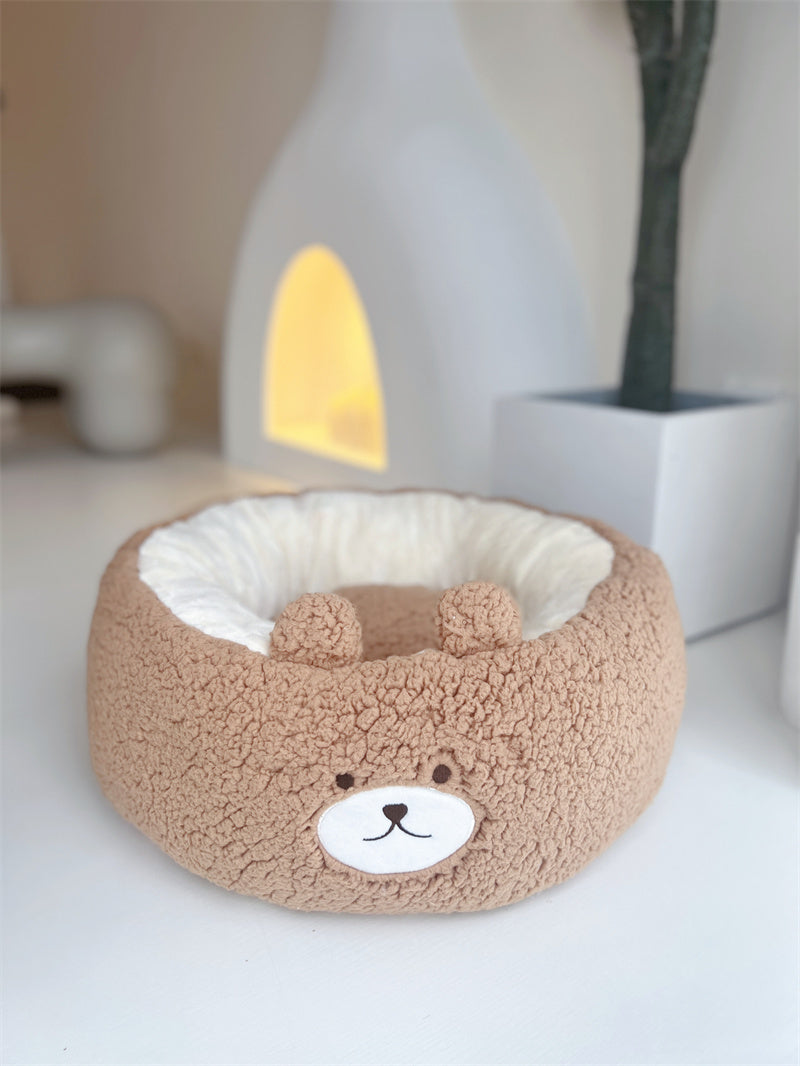 Four Seasons Universal Winter Plush Pet Round Bed